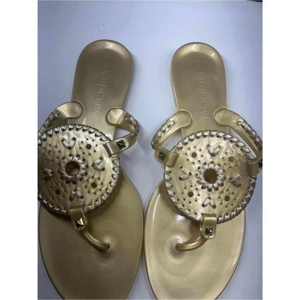 New Jack Rogers Metallic Gold Miller Sandals - 10